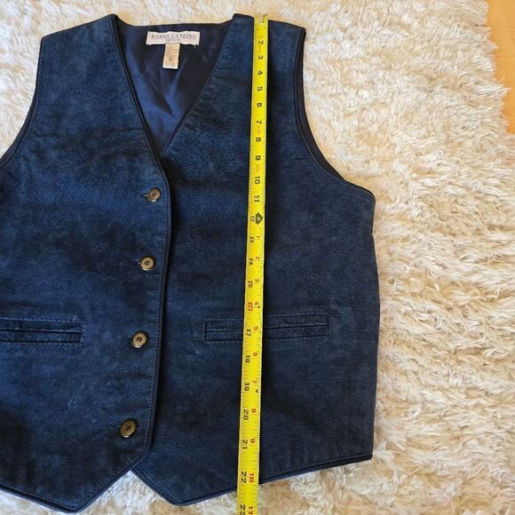 MARSH LANDING Petites Medium Unisex Womems Genuine Blue Leather Vest Western - Picture 7 of 10